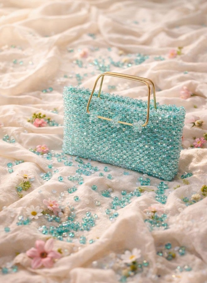 ERITIN Handmade Beaded Handbag for Women & Girls - Premium Crystal Bead Party Clutch Bag with Metal Handle - Stylish Wedding & Festive Shoulder Hand Purse - Image 3